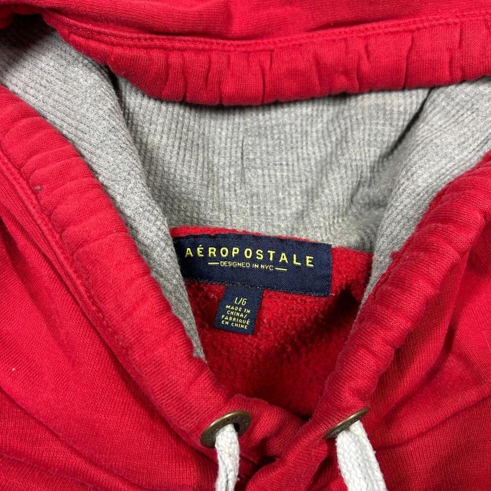 Vintage Aeropostale Hoodie Men's L Red Aero 1987 Graphic‎ Mallcore Retro Casual
